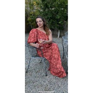 Loba Rosa Valeria One Shoulder Oversized Breezy Midi Dress – Size M